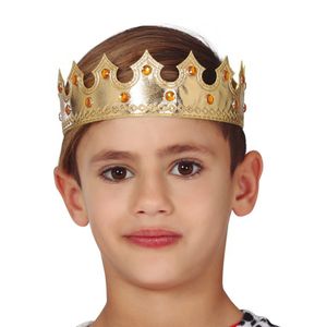 Verkleed kroon voor kinderen - goud - kunststof - koning - koningsdag/carnaval
