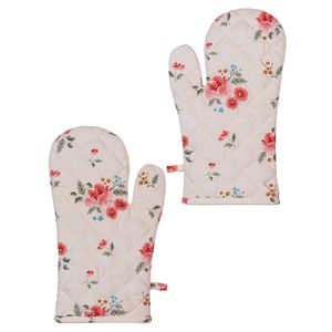 HAES DECO - Set van 2 Ovenwanten - 18x30 cm - 100% Katoen - Little Rose Collection