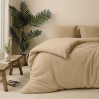 Dekbedovertrek Teddy - Tweepersoons (200x200 Cm) - Taupe Microvezel Teddy - Effen - Fresh And Co - Dekbed-Discounter.nl