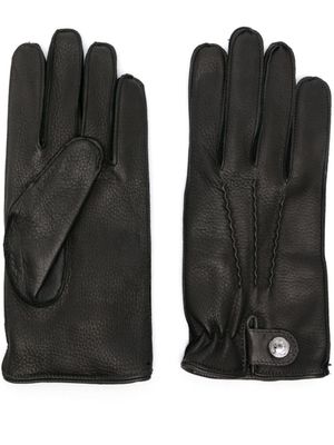 Corneliani gants en cuir à bride poignet - Noir