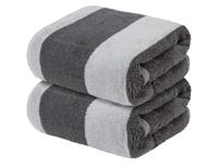 LIVARNO home 2 badstof handdoeken 50 x 100 cm (Donkergrijs/lichtgrijs) - thumbnail