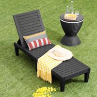 Buiten Ligstoel met Verstelbare Rugleuning 190 x 57,5 x 29cm Zwart - thumbnail