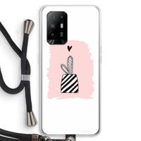 Zwart-wit cactus: Oppo A95 5G Transparant Hoesje met koord