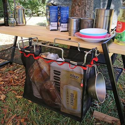 Buiten picknick opvouwbaar Camping Mesh mand metalen beugel Kookwaren houder organisator Rack