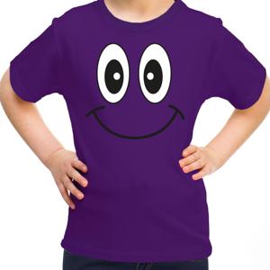 Verkleed t-shirt voor kinderen/meisje - Smile Emoticon - paars - feestkleding