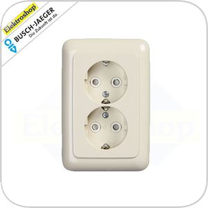 BJ stopcontact dubbel 302EUJT-212 creme ovale doos kinderbeveiliging