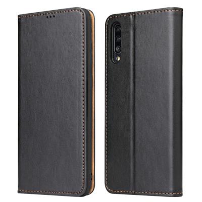 Dermis textuur PU + TPU horizontale Flip lederen draagtas met houder & kaartsleuven & portemonnee voor Galaxy A70 (zwart)