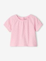 T-shirt met korte mouwen geborduurd lichtroze