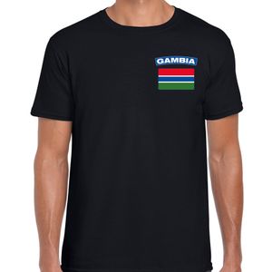 Gambia landen shirt met vlag zwart voor heren - borst bedrukking 2XL  -