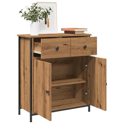 Dressoir 70x30x80 cm bewerkt hout artisanaal eikenkleur