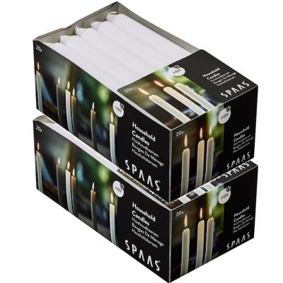 Huishoudkaarsen - 40x - wit - 18 cm - 6 branduren - lange kaarsen - tafelkaarsen Huishoudkaarsen - 40x - wit - 18 cm - 6 branduren - lange kaarsen - tafelkaarsen