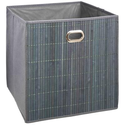 5Five Opbergmand/kastmand - grijs - linnen/bamboe - 31 x 31 x 31 cm - 29 liter - Vakkenkast