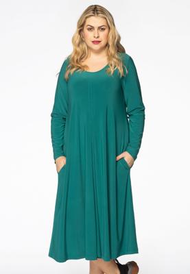Yoek Jurk geplooid | Groen | Maat 38/40