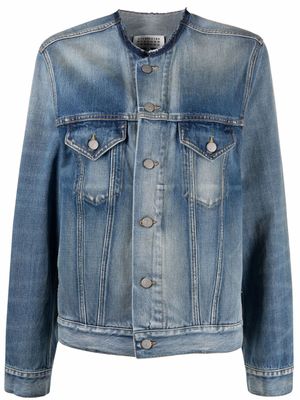 Maison Margiela veste en jean à design sans col - Bleu