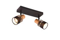 Trio 2-lichts opbouwspotNandini zwart met hout - 811700232