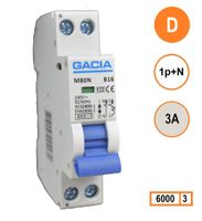 GACIA M80N-D03 installatieautomaat 1p+n D3 6kA (18mm)