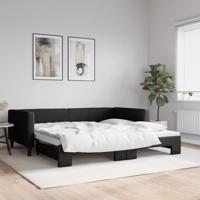 Slaapbank met onderschuifbed 100x200 cm stof zwart