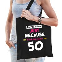 Dont be jealous just because i look this good at 50 verjaardag cadeau tasje zwart voor dames Dont be jealous just because i look this good at 50 verjaardag cadeau tasje zwart voor dames