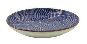 Japans porseleinen bord - Seigaiha - Donkerblauw/Wit - 15.5 x 2.6cm