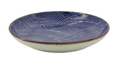 Japans porseleinen bord - Seigaiha - Donkerblauw/Wit - 15.5 x 2.6cm
