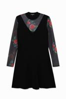 Gebloemde mesh jurk - BLACK - M