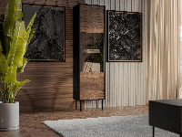 Vitrinekast HEPRANI 1 deur walnoot bruin/zwart Vitrinekast HEPRANI 1 deur walnoot bruin/zwart