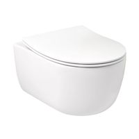 Toiletpot Hangend Plieger Nola Glans Wit 36x49x40cm Wandcloset Keramiek Diepspoel Rimfree met Softclose Quickrelease Toiletzitting Slim - thumbnail