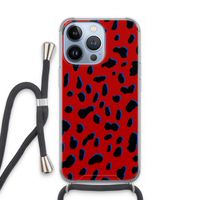 Red Leopard: iPhone 13 Pro Transparant Hoesje met koord