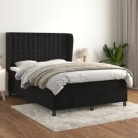 Boxspring met matras fluweel zwart 140x190 cm Boxspring met matras fluweel zwart 140x190 cm