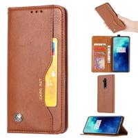 Voor OnePlus 7T Pro Knead huidtextuur horizontale Flip lederen draagtas met foto frame & houder & kaartsleuven & portemonnee (bruin)