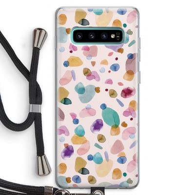 Terrazzo Memphis Pink: Samsung Galaxy S10 Plus Transparant Hoesje met koord