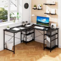 Bureau L-vorm Omkeerbaar Hoekbureau Hoektafel Gaming Computertafel voor Thuiskantoor 151 x 151 x 75 cm (Zwart)