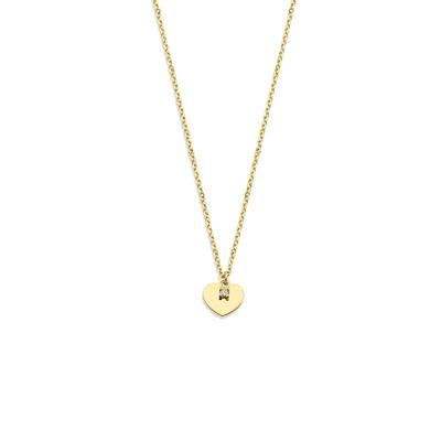14k Geelgouden Collier met Hartje en Zirkonia 40-42-44 cm