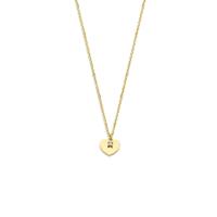 14k Geelgouden Collier met Hartje en Zirkonia 40-42-44 cm