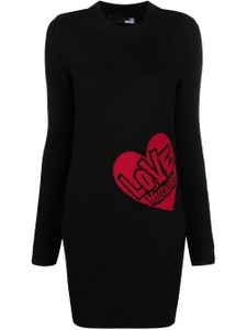 Love Moschino robe courte à motif cœur en maille intarsia - Noir