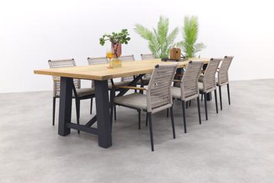 Lumino/Keltex stapelbare tuinset 330x101 cm. (9-delig) - Teak/Zand