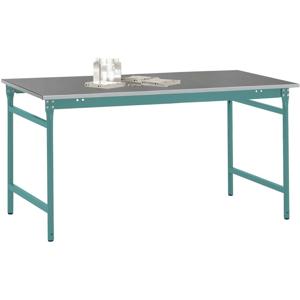 Manuflex BB3034.5021 Bijzettafel basis stationair met staalbeslag schijf in waterblauw RAL 5021, bxdxh: 1250 x 600 x 780 mm Waterblauw