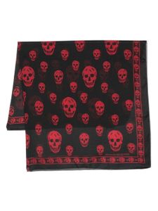 Alexander McQueen foulard en soie à imprimé tête de mort - Noir