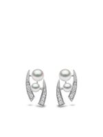 Yoko London puces d'oreilles Trend en or blanc 18ct ornées de perle et diamants - Argent