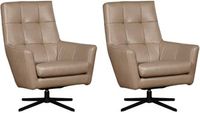 Set van 2 Taupe leren moderne draaifauteuils Central - Granada leer Taupe (taupe leer)