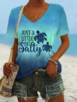 Women's Hawaiian Just a Little Bit Salty Print Casual T-Shirt