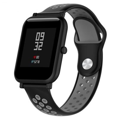 Dubbele kleur siliconen Sport polsband voor Huawei Watch serie 1 18mm (zwart-grijs)