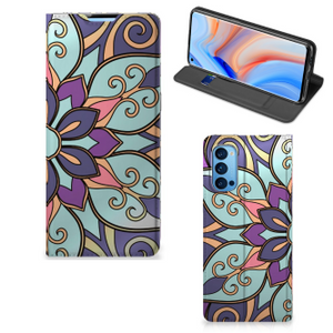 OPPO Reno4 Pro 5G Smart Cover Purple Flower