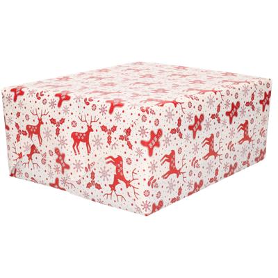 Kerst inpakpapier - 3x - wit/rood - 250 x 70 cm - extra sterk - cadeau papier