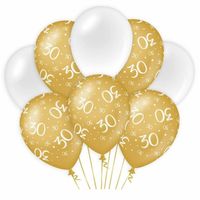 Paperdreams 30 jaar leeftijd thema Ballonnen - 24x - goud/wit - Verjaardag feestartikelen - Ballonnen - thumbnail