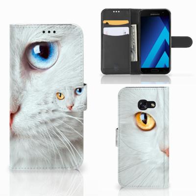 Samsung Galaxy A5 2017 | Telefoonhoesje | Met pasjeshouder | Witte Kat