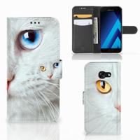 Samsung Galaxy A5 2017 | Telefoonhoesje | Met pasjeshouder | Witte Kat