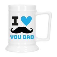 Bellatio Decoration Cadeau Bierpul voor papa - blauw - liefde - keramiek - 530 ml   - - thumbnail