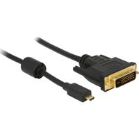 Delock 83585 HDMI-kabel HDMI / DVI Adapterkabel HDMI-micro-D-stekker, DVI-D 24+1-polige stekker 1.00 m Zwart Met Ferrietkern, Schroefbaar, Vergulde - thumbnail