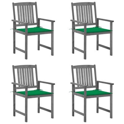 Tuinstoelen 4 st met kussens massief acaciahout grijs